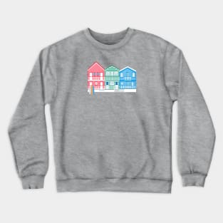 Striped Colorful Houses on Costa Nova Beach, Portugal Crewneck Sweatshirt